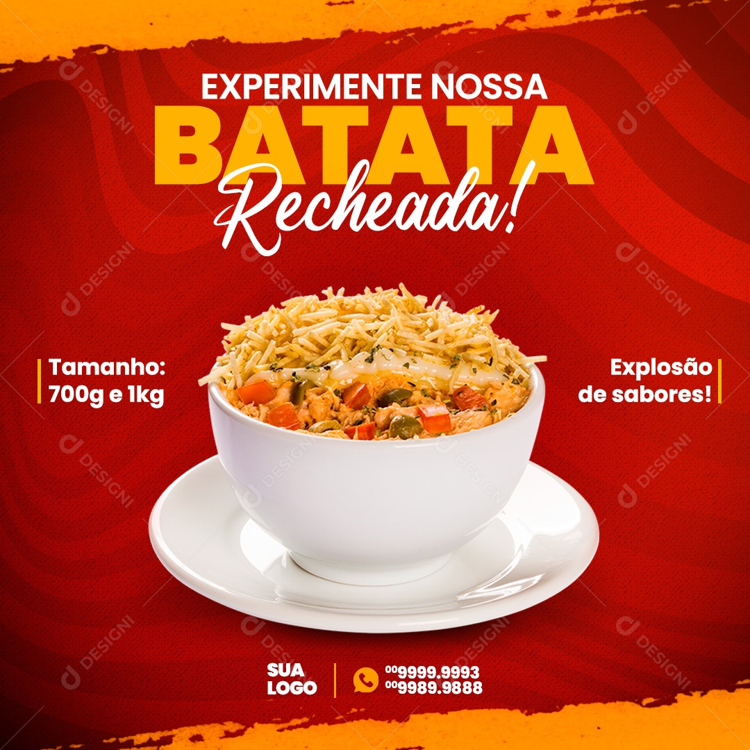 Social Media Experimente Nossa Batata Recheada PSD Editável