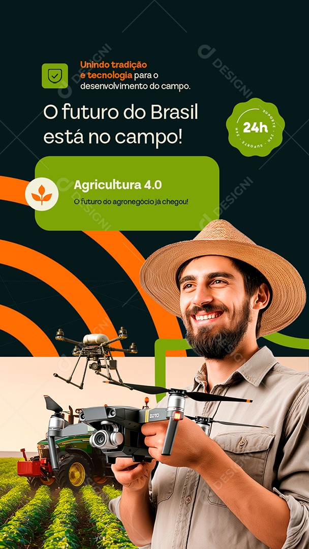 Story Agro Tech Drones O Futuro do Brasil Está no Campo Agricultura Social Media PSD Editável