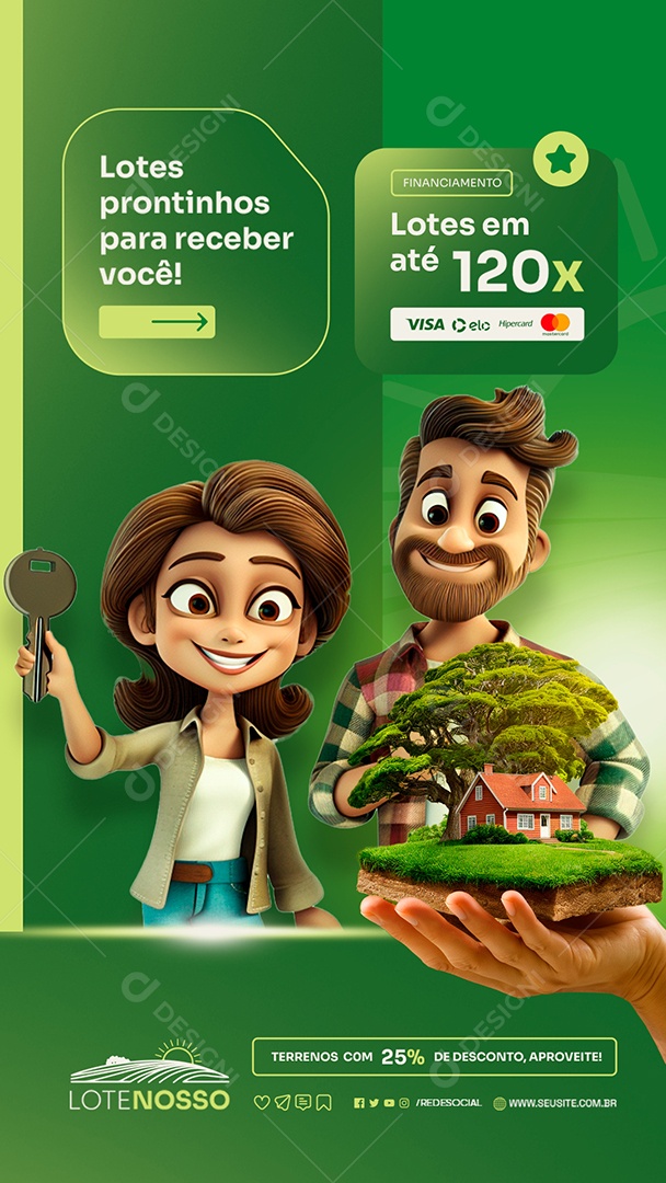 Story Loteamento Lotes Prontinhos para Receber Você Social Media PSD Editável