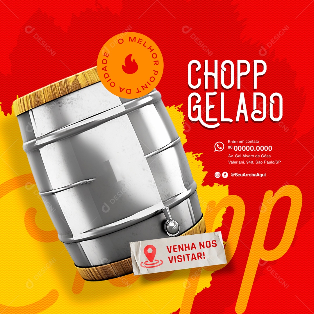 Barzinho Chopp Gelado o Melhor Point da Cidade Social Media PSD Editável