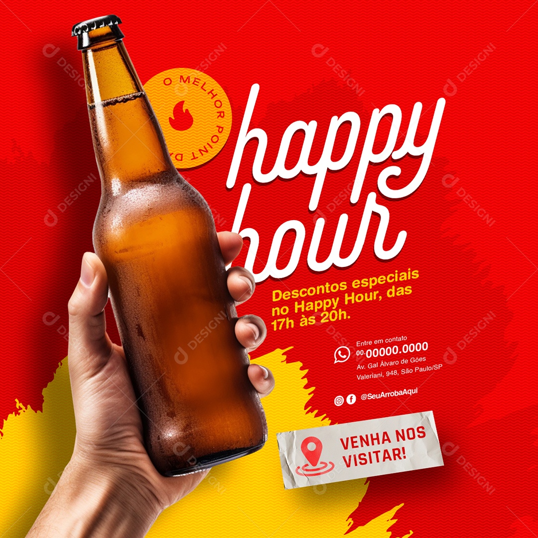 Barzinho Happy Hour o Melhor Point Social Media PSD Editável
