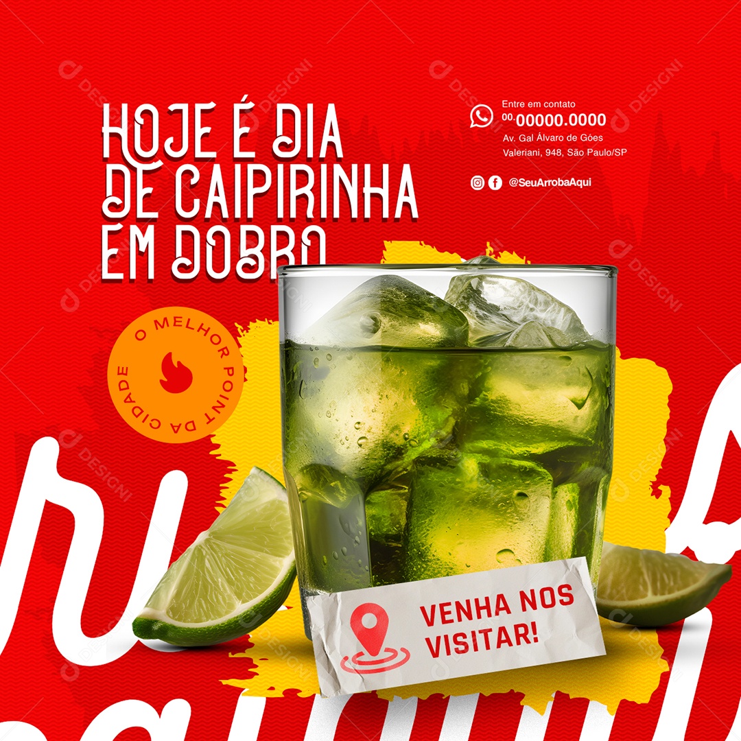 Barzinho Hoje é Dia de Caipirinha em Dobro Social Media PSD Editável