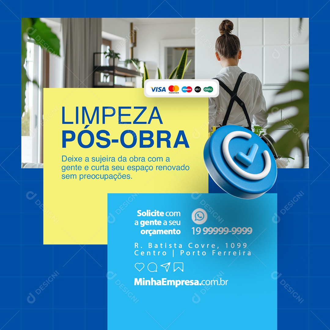 Serviços Gerais Limpeza Pós Obra Social Media PSD Editável