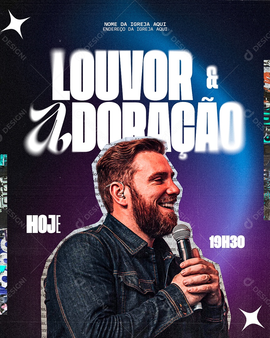 Louvor e Adoração Hoje Social Media PSD Editável