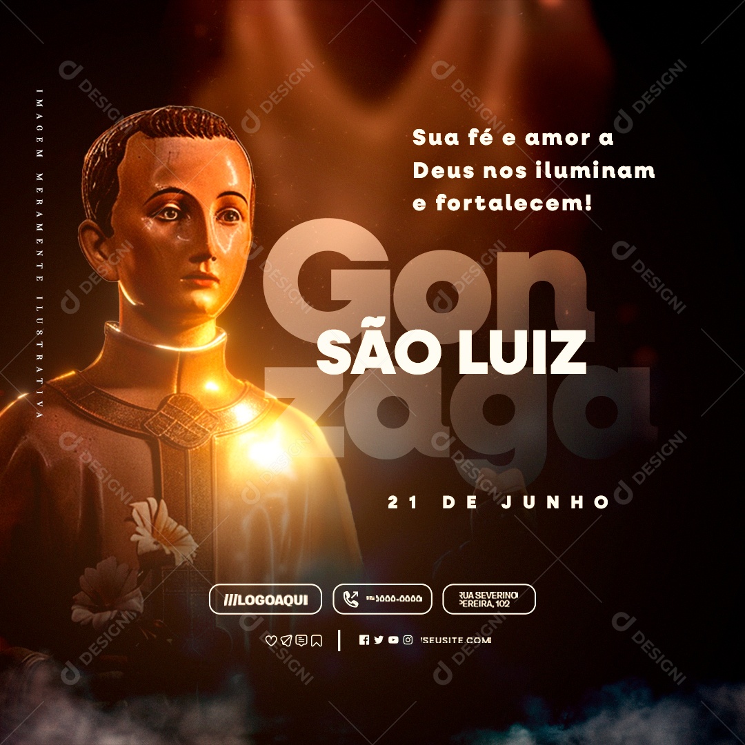 Dia de São Luis Gonzaga 21 de Junho Sua Fé e Amor a Deus Social Media PSD Editável