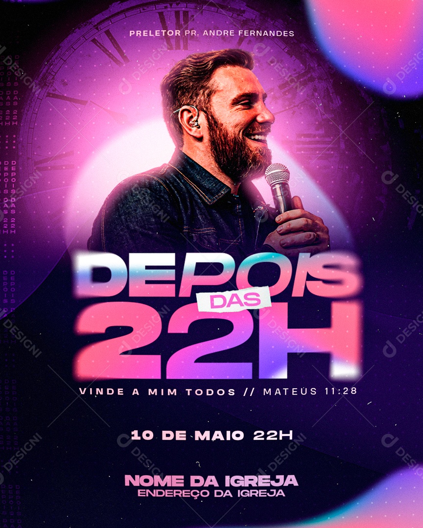 Depois ds 22H Vinde a Mim todos Mateus 11 28 Social Media PSD Editável