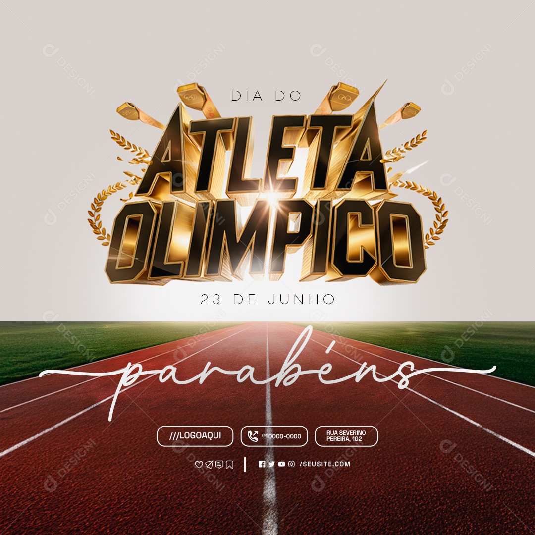 Dia do Atleta Olímpico 23 de Junho Parabéns Social Media PSD Editável