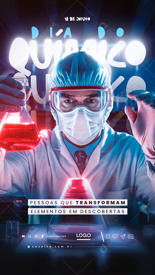 Story Dia do Químico 18 de Junho Social Media PSD Editável