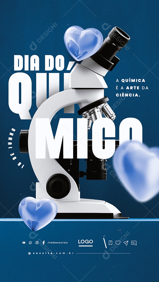 Story Dia do Químico 18 de Junho A Química é a Arte da Ciência Social Media PSD Editável