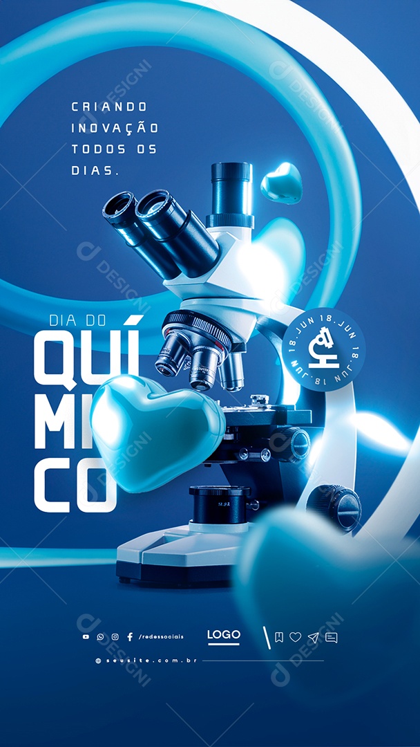 Story Dia do Químico 18 de Junho Criando Inovação Social Media PSD Editável