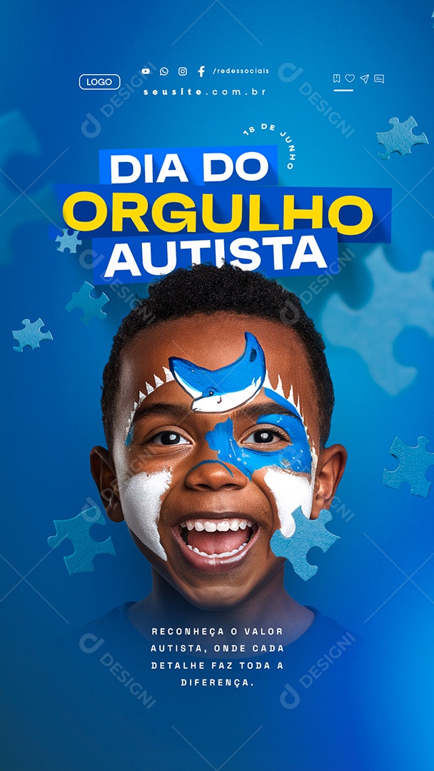 Story Dia do Orgulho Autista 18 de Junho Reconheça o Valor Social Media PSD Editável