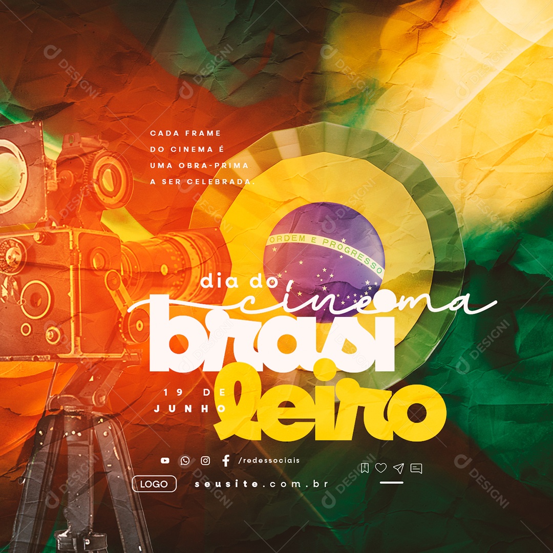 Dia do Cinema Brasileiro 19 de Junho Social Media PSD Editável