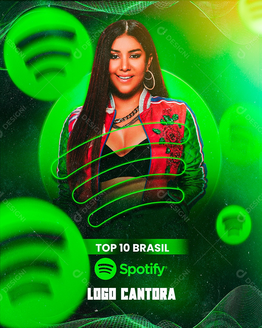 Social Media Top 10 Brasil Spotify Feed PSD Editável