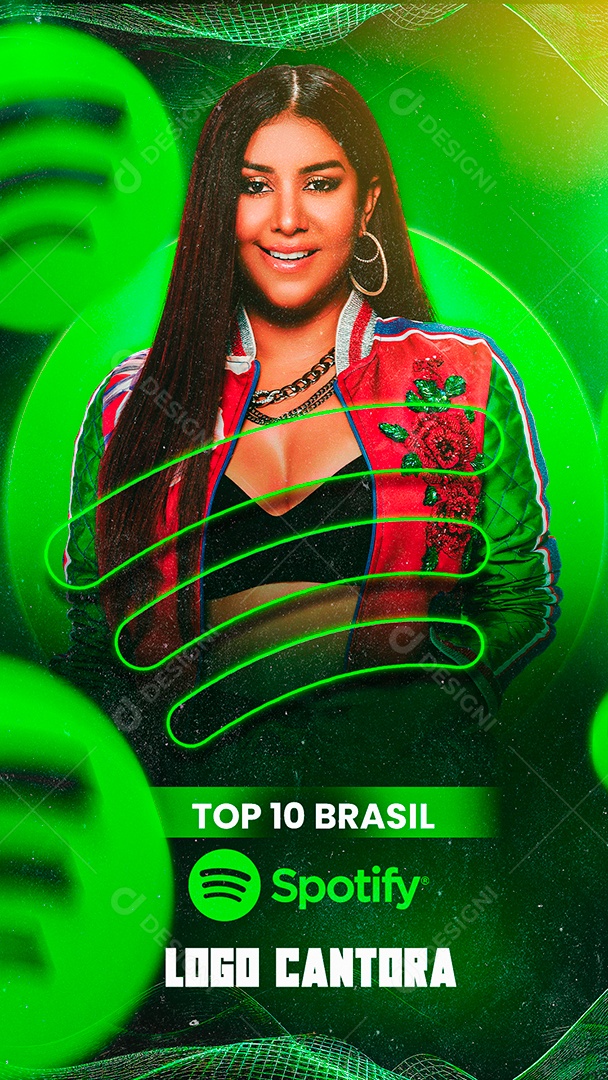 Social Media Top 10 Brasil Spotify Feed PSD Editável