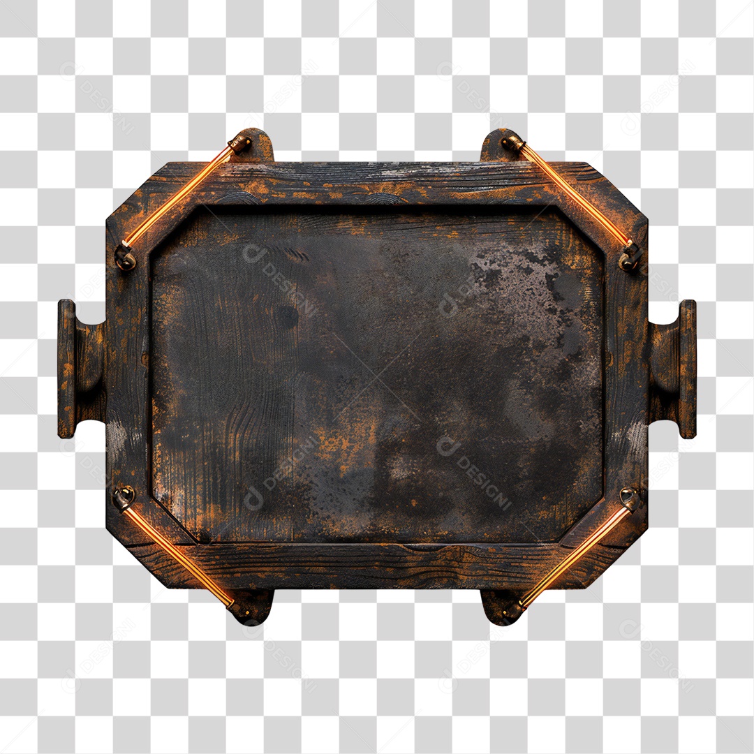 Elemento 3D Placa de Metal PNG Transparente