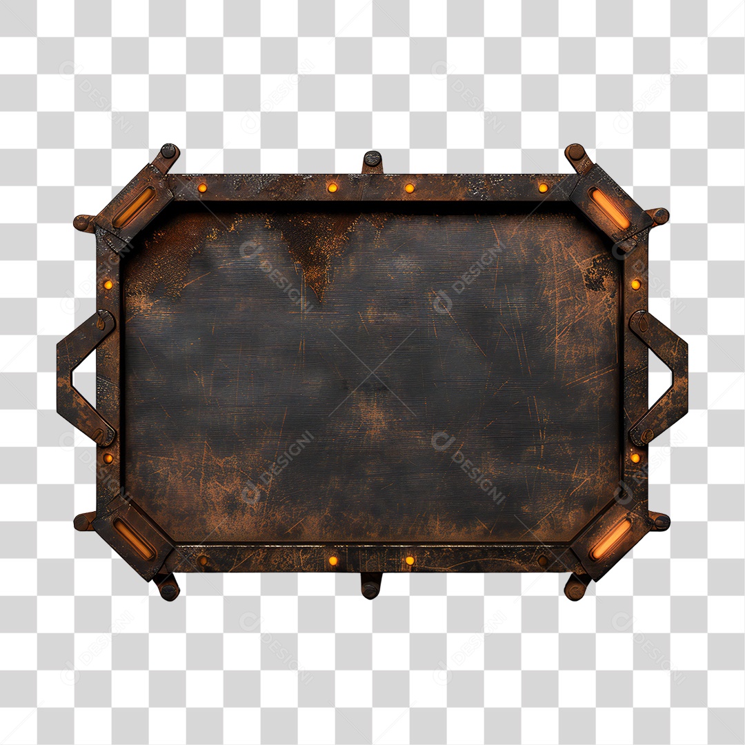 Elemento 3D Placa de Metal PNG Transparente