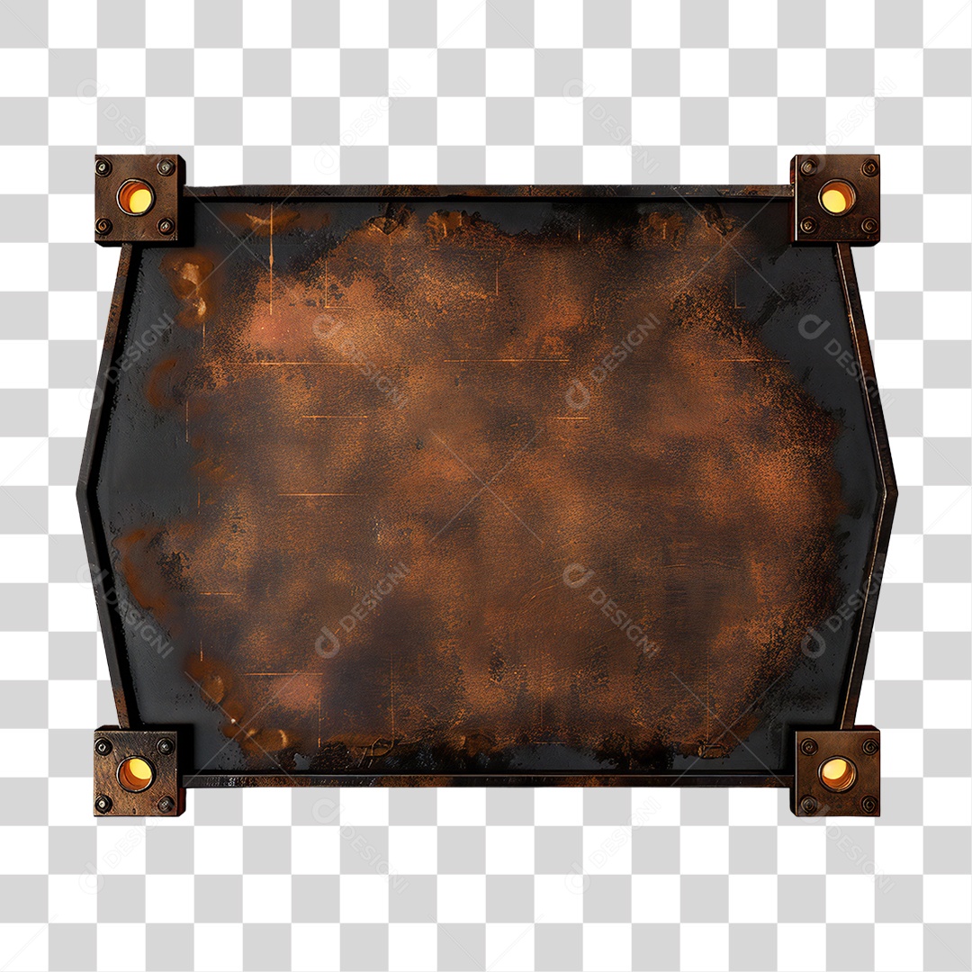 Elemento 3D Placa de Metal PNG Transparente