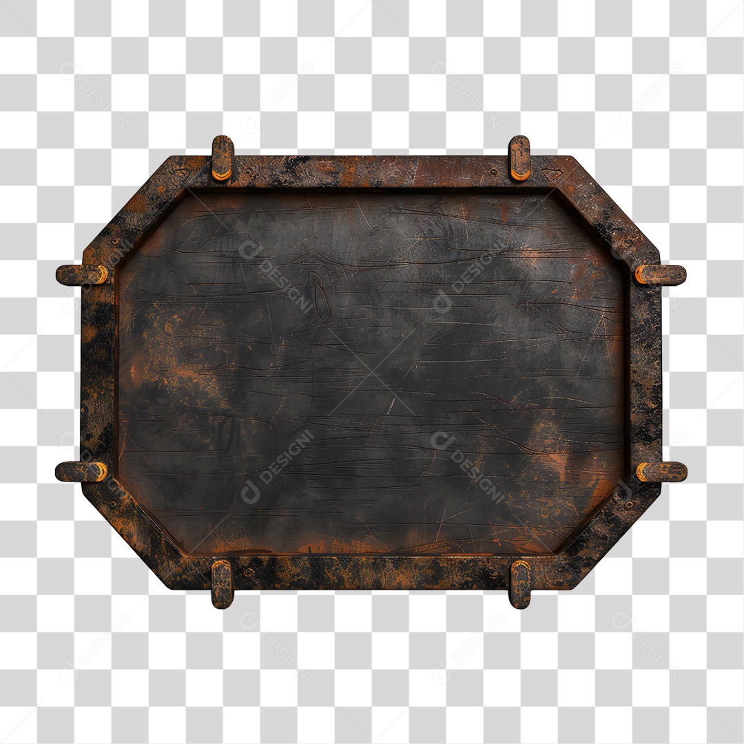 Elemento 3D Placa de Metal PNG Transparente