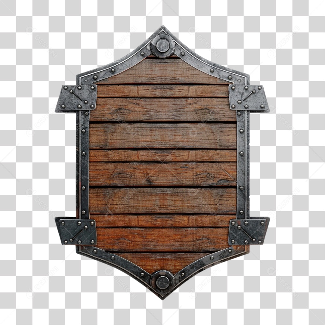 Elemento 3D Placa de Madeira PNG Transparente