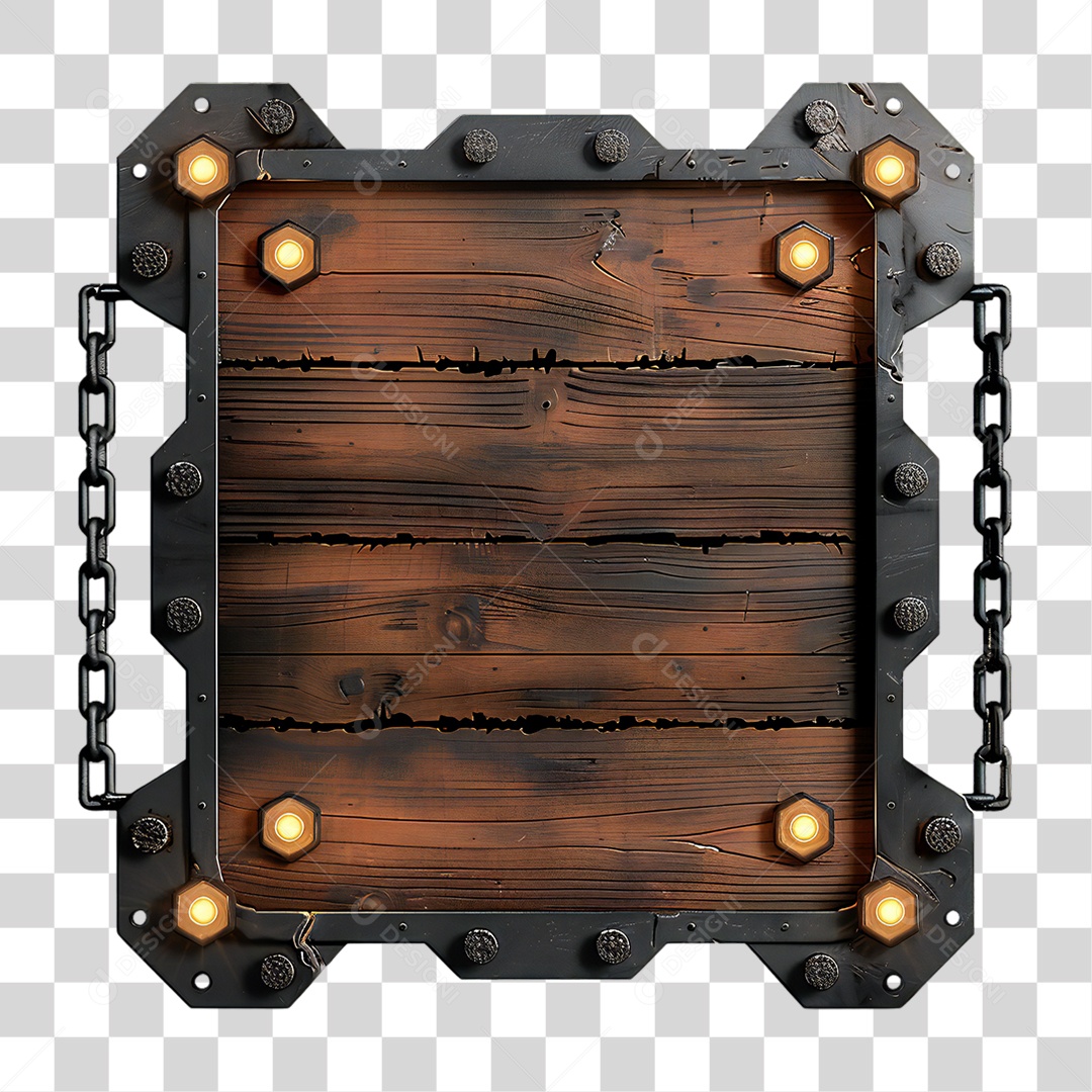 Elemento 3D Placa de Madeira PNG Transparente