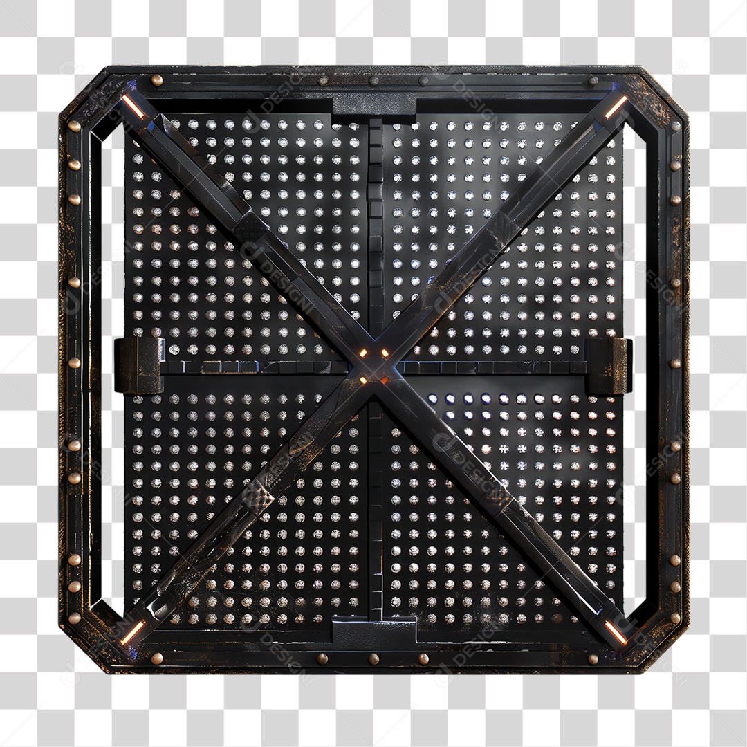 Elemento 3D Placa de Metal e Neon PNG Transparente