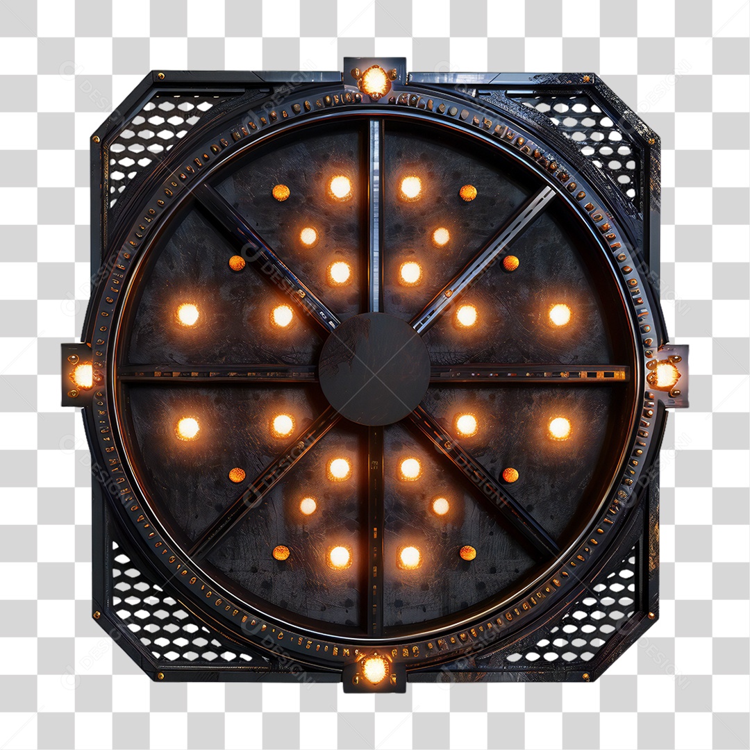 Elemento 3D Placa de Metal e Neon PNG Transparente