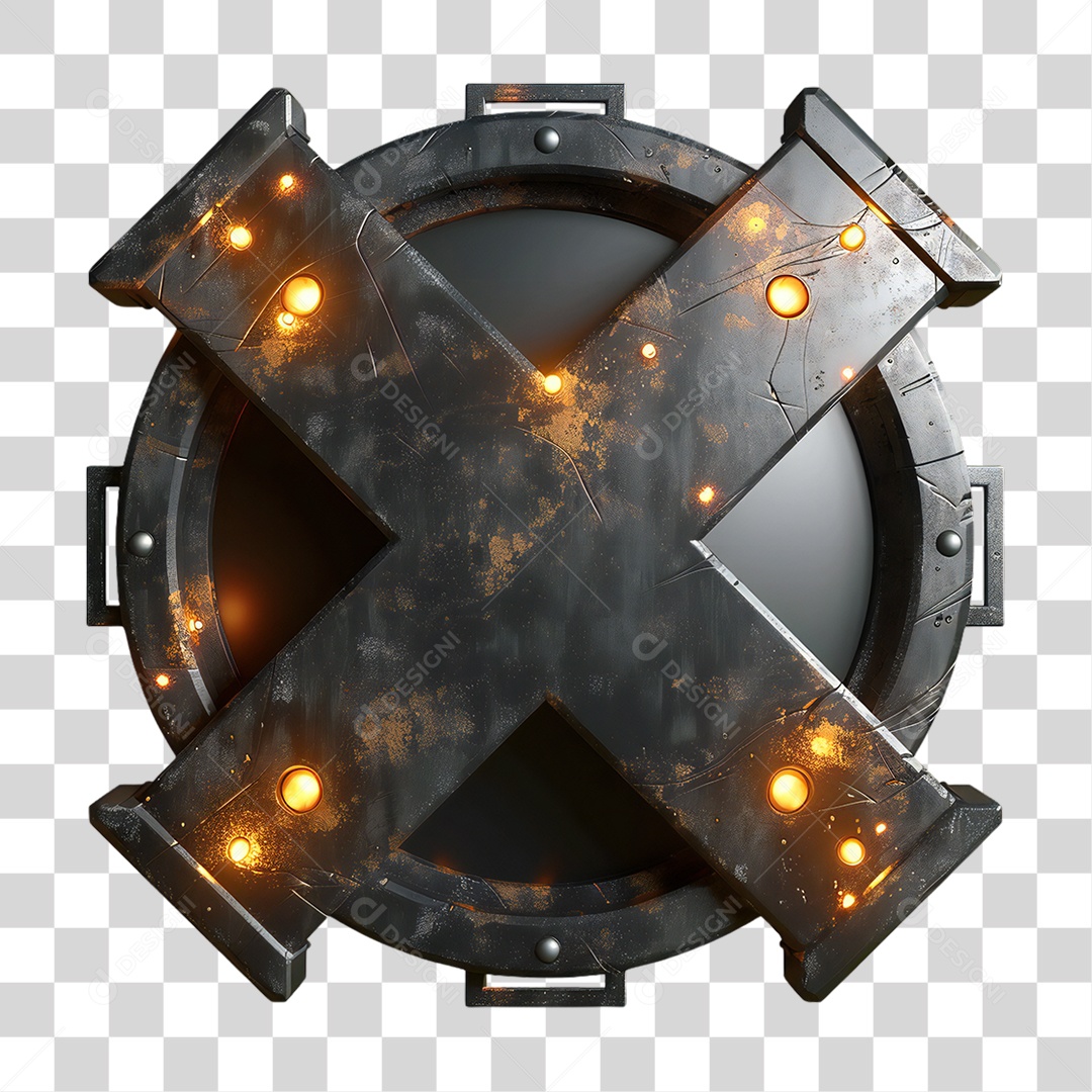 Elemento 3D Placa de Metal e Neon PNG Transparente