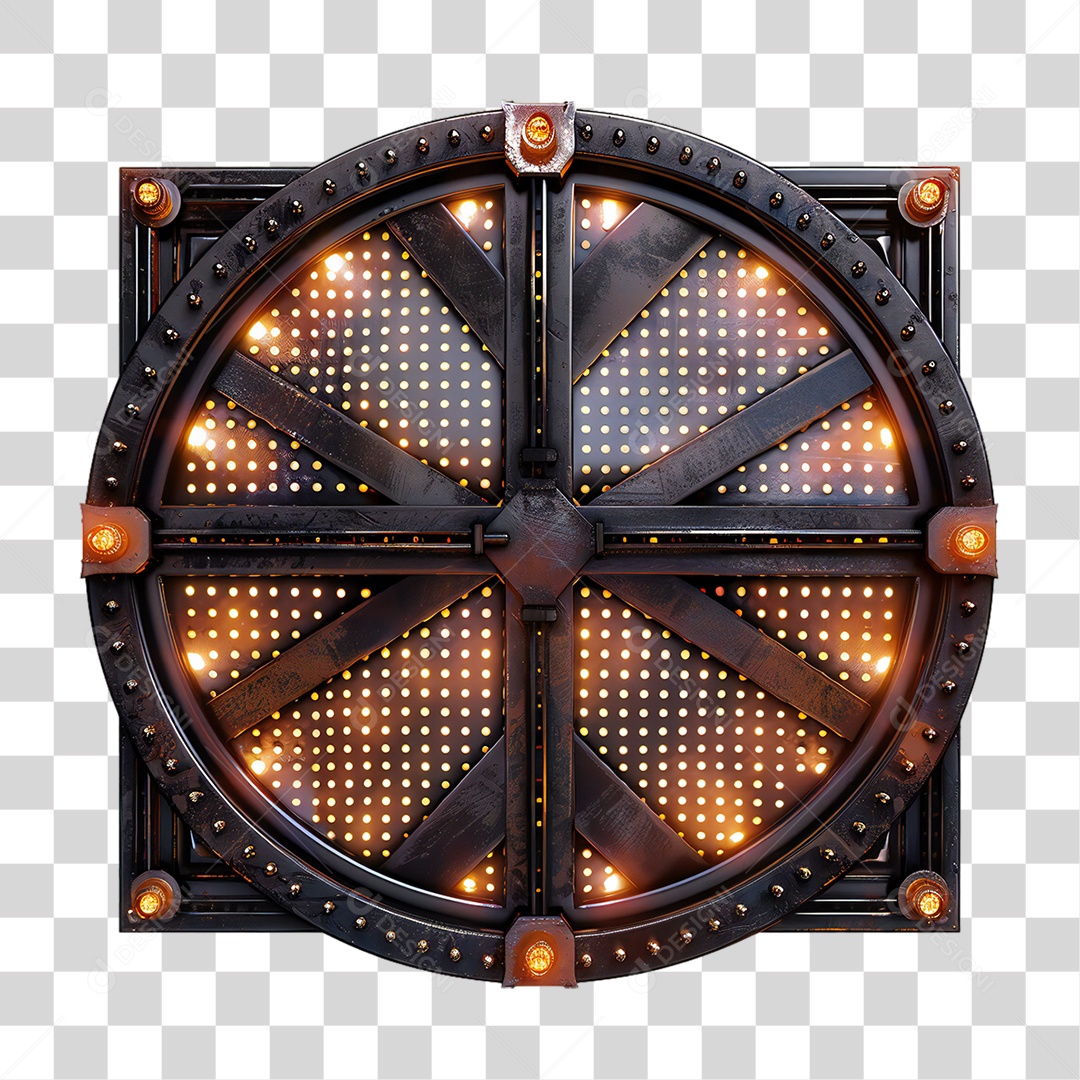 Transparent 3D Metal and Neon Plate PNG Element