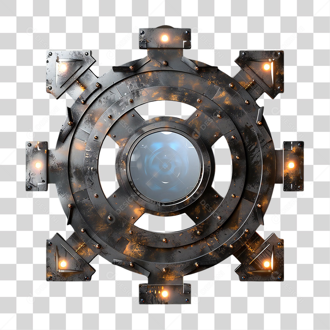 Elemento 3D Placa de Metal e Neon PNG Transparente