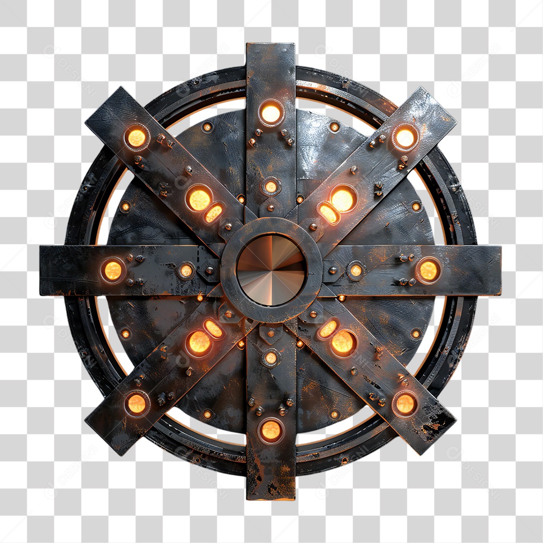 Elemento 3D Placa de Metal e Neon PNG Transparente