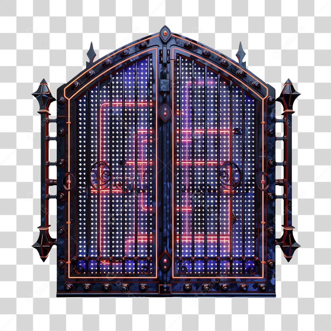 Elemento 3D Placa de Metal e Neon PNG Transparente