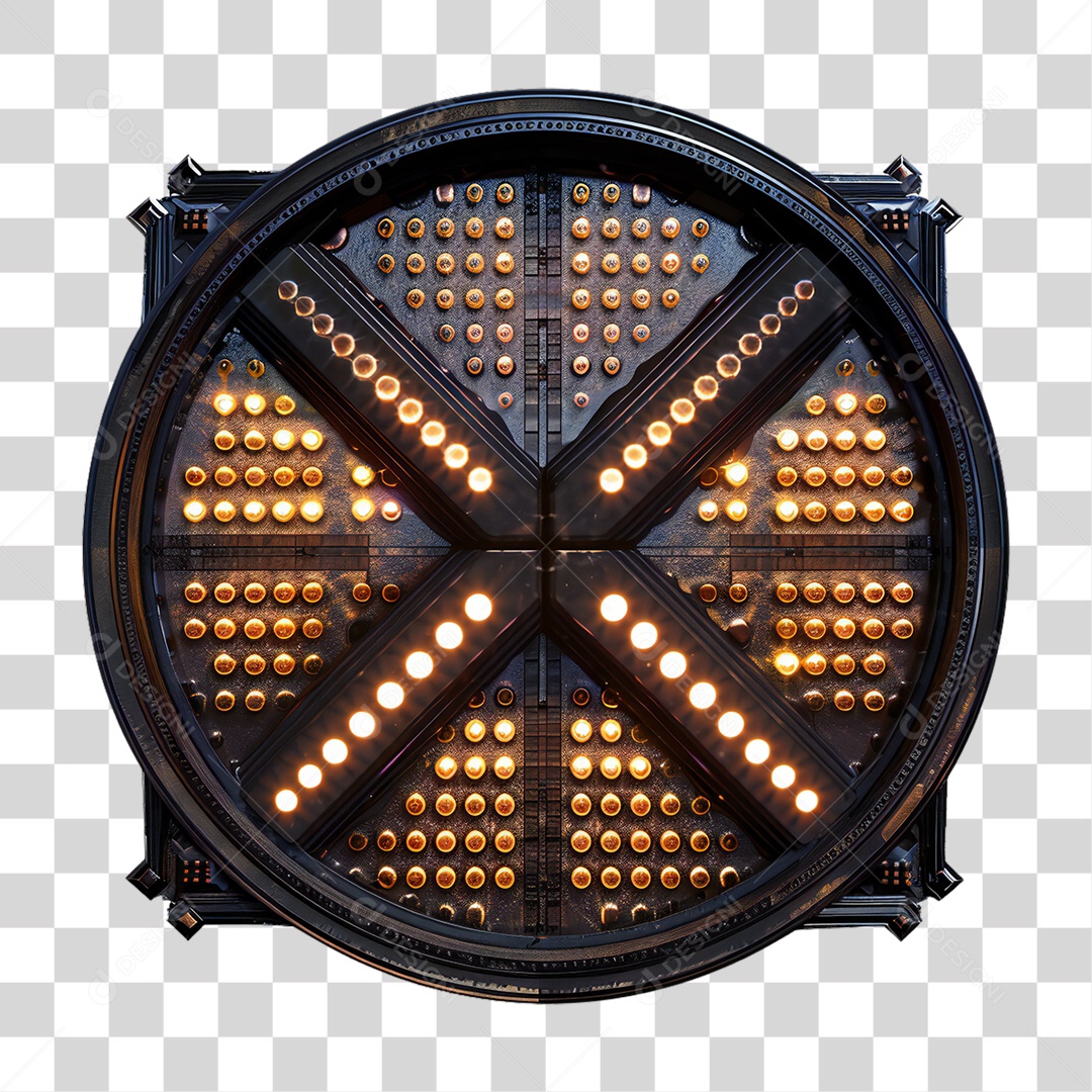 Elemento 3D Placa de Metal e Neon PNG Transparente