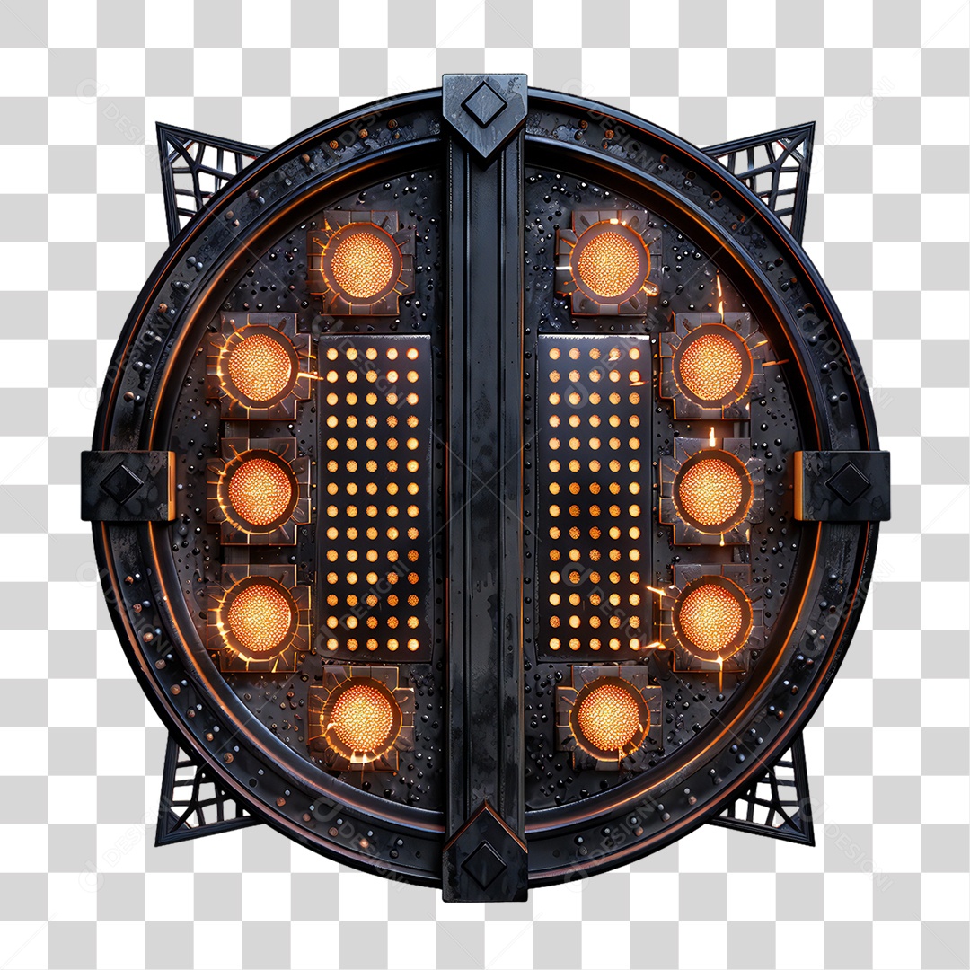 Elemento 3D Placas de Metal e Neon PNG Transparente