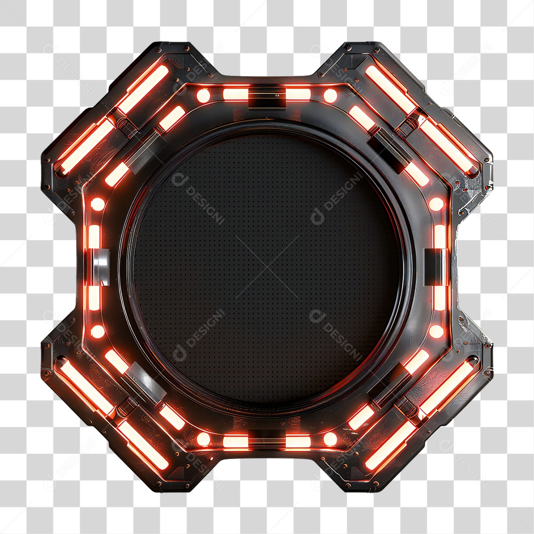 Elemento 3D Placas de Metal e Neon PNG Transparente