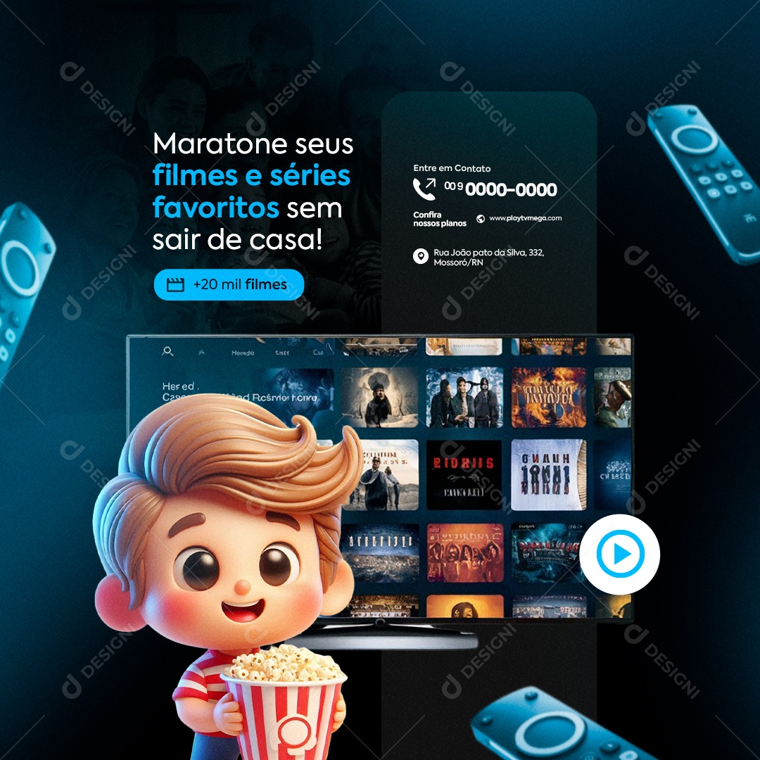 Maratone seus Filmes e Séries Favoritos sem Sair de Casa Social Media PSD Editável