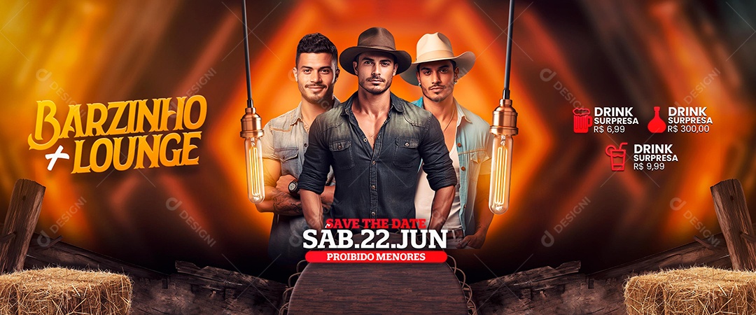 Flyer Banner Barzinho mais Lounge Artistas Social Media PSD Editável