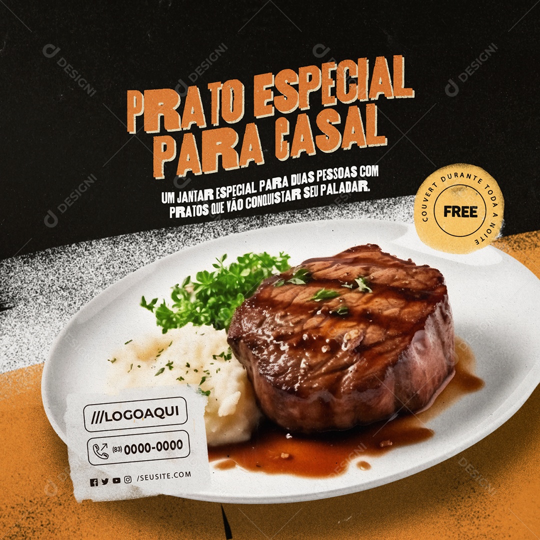 Pub Prato Especial para Casal Social Media PSD Editável