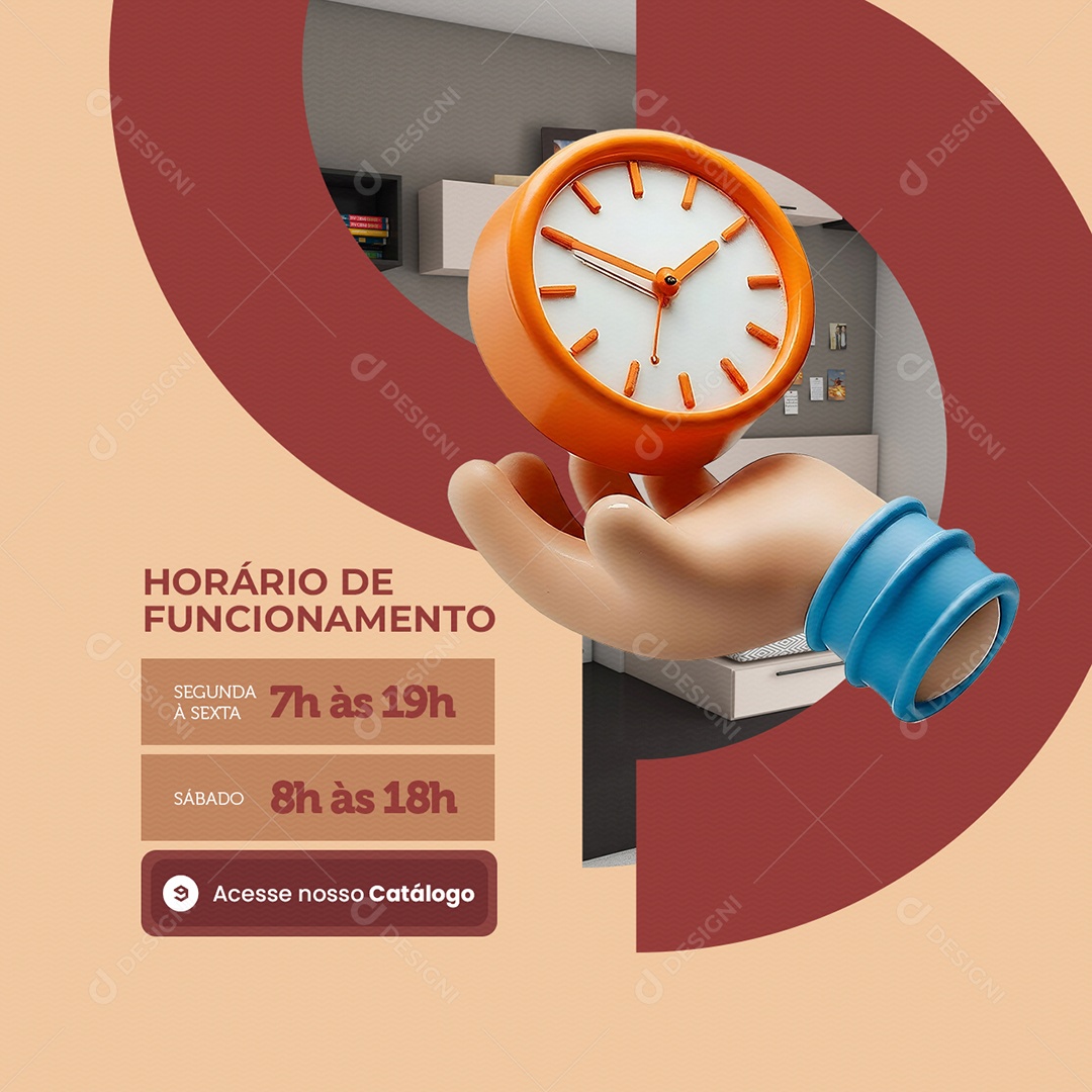 Horário de Funcionamento Social Media PSD Editável
