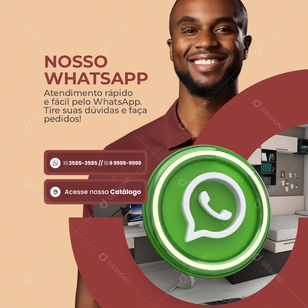 Nosso Whatsapp Atendimento Rápido e Fácil Social Media PSD Editável