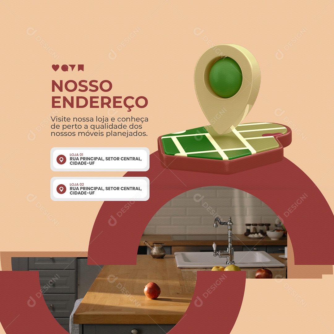 Nosso Endereço Visite nossa Loja Social Media PSD Editável