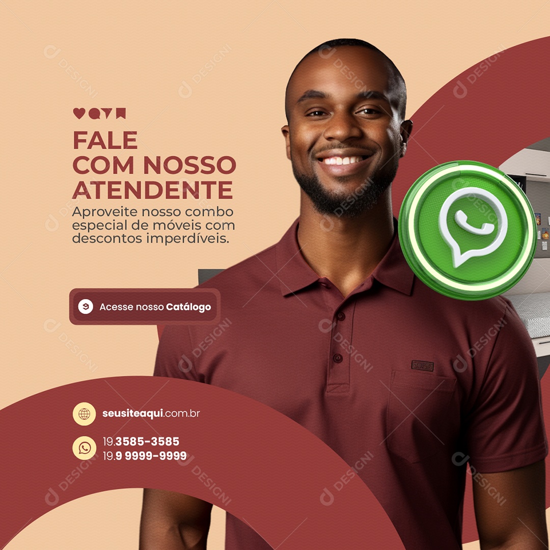 Fale com nosso Atendente Aproveite nosso Combo Especial de Móveis Social Media PSD Editável