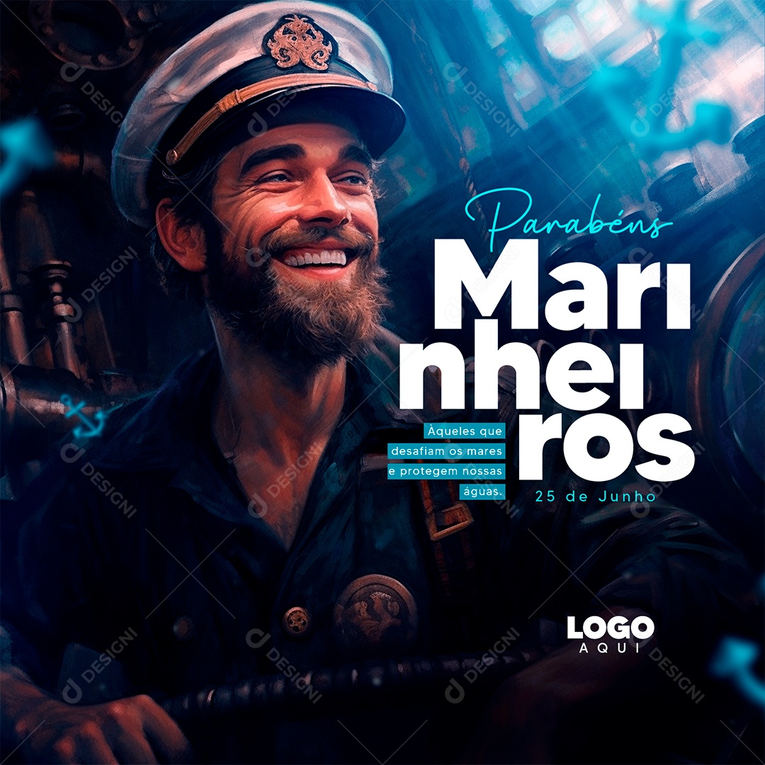 Dia do Marinheiro 25 de Junho Parabéns Social Media PSD Editável