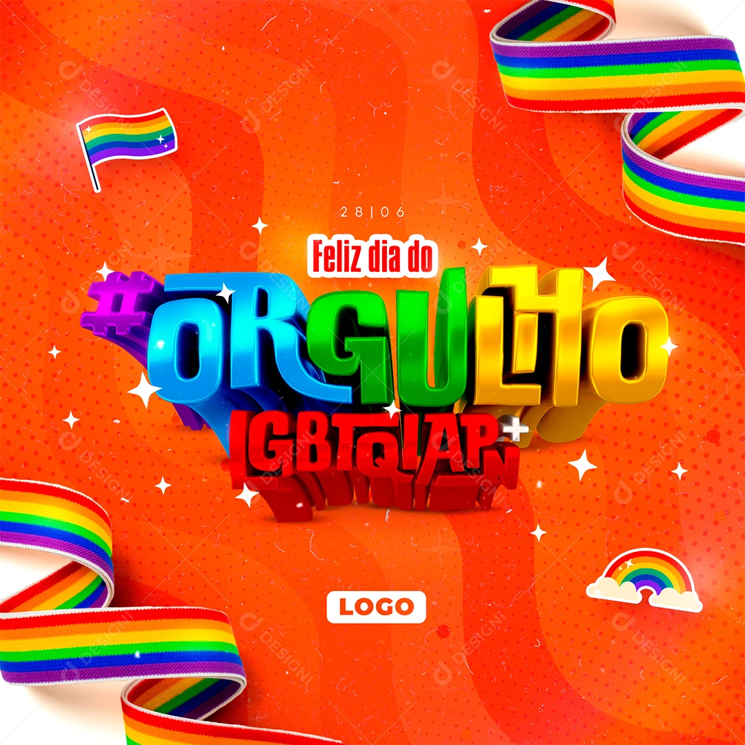 Feliz Dia do Orgulho LGBTQIAPN+ 28 de Junho Social Media PSD Editável
