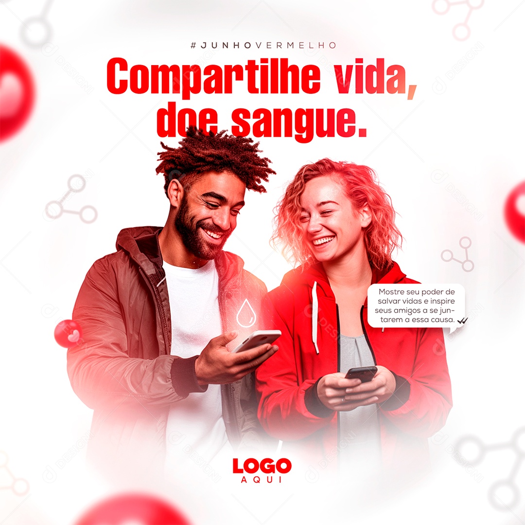 Junho Vermelho Compartilhe Vida Doe Sangue Social Media PSD Editável