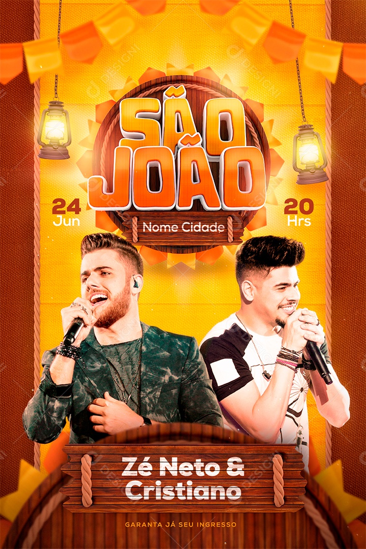 Flyer São João Zé Neto e Cristiano Social Media PSD Editável