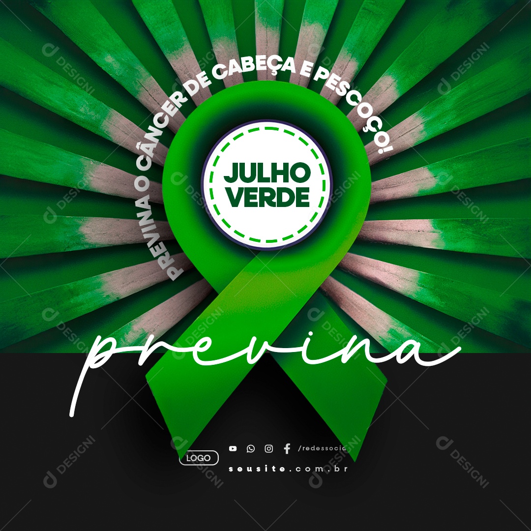 Julho Verde Previna o Câncer de Cabeça e Pescoço Social Media PSD Editável