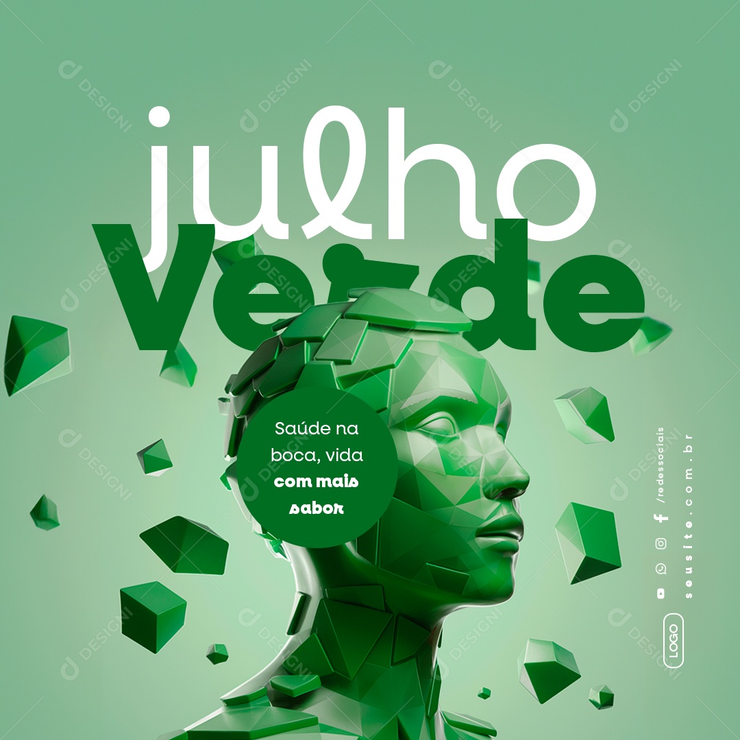 Julho Verde Saúde na Boca Vida com Mais Sabor Social Media PSD Editável