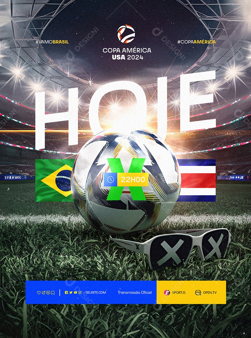Copa América 2024 Hoje Transmissão Oficial Social Media PSD Editável