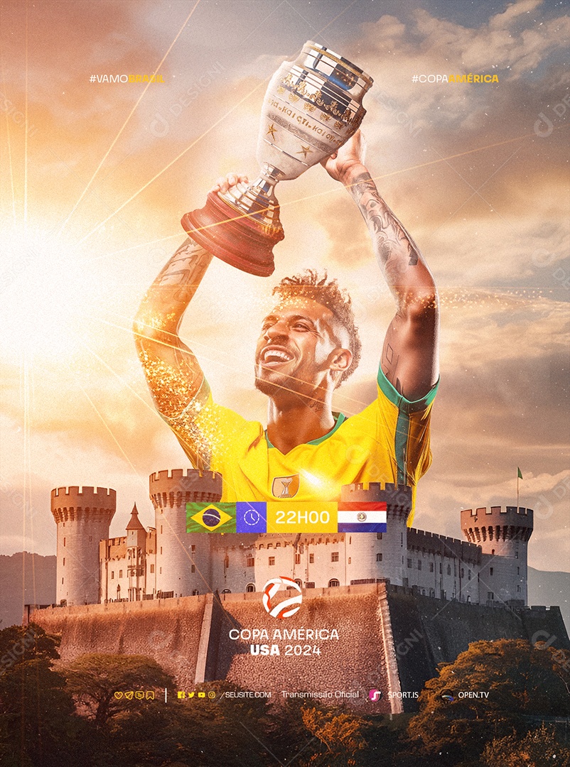 Copa América Usa 2024 Transmissão Oficial Social Media PSD Editável
