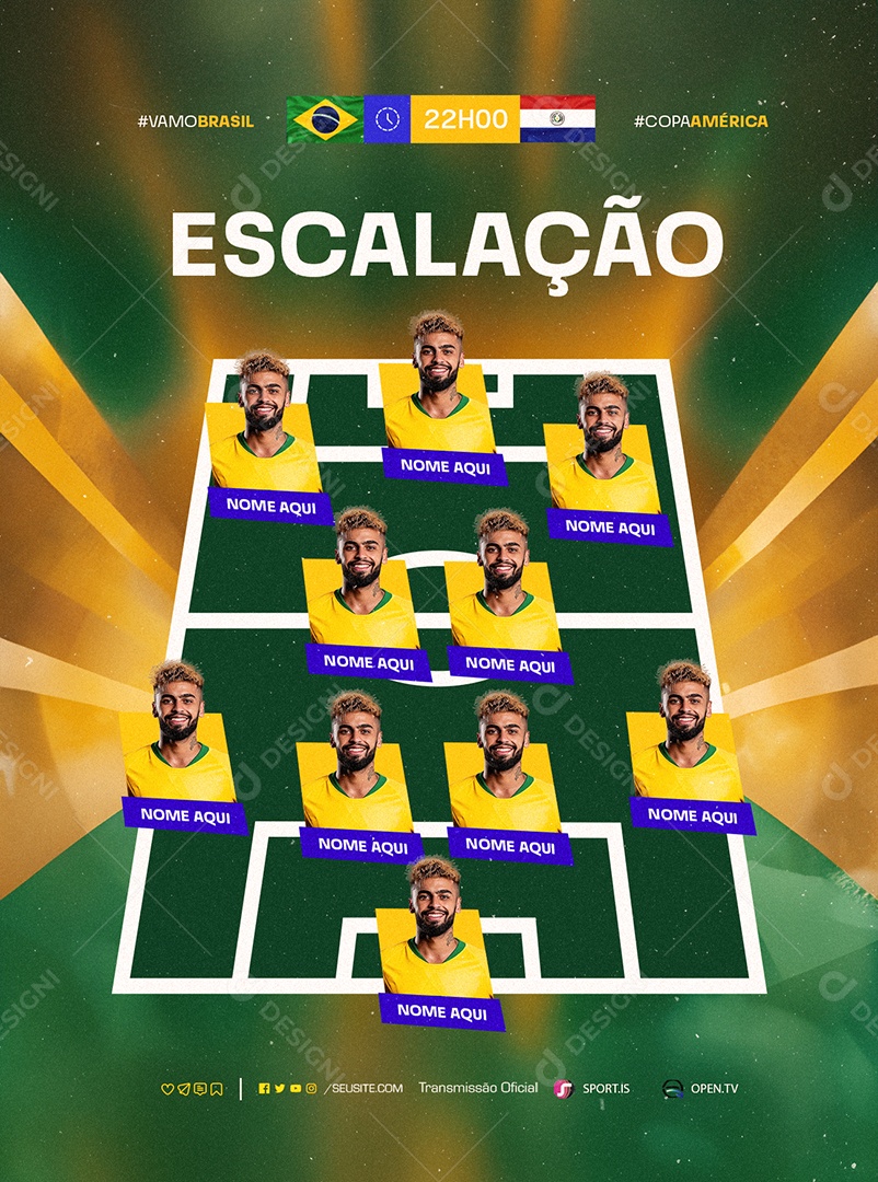 Copa América 2024 Escalação Social Media PSD Editável